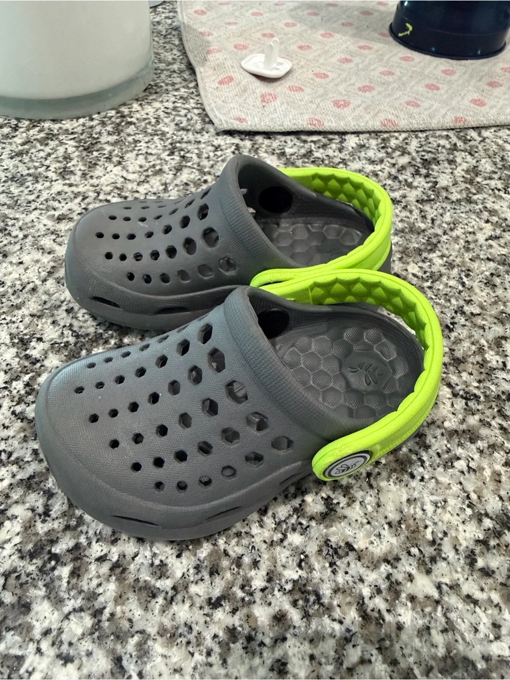 Kids Gray and Neon Green Slip-On Clog